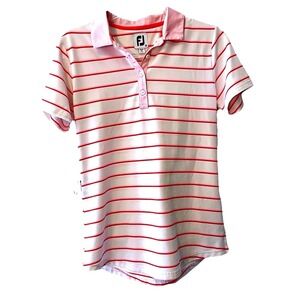 FootJoy Women's FJ Golf Tennis pickleball Polo Shirt Pink/Salmon Striped, Size M